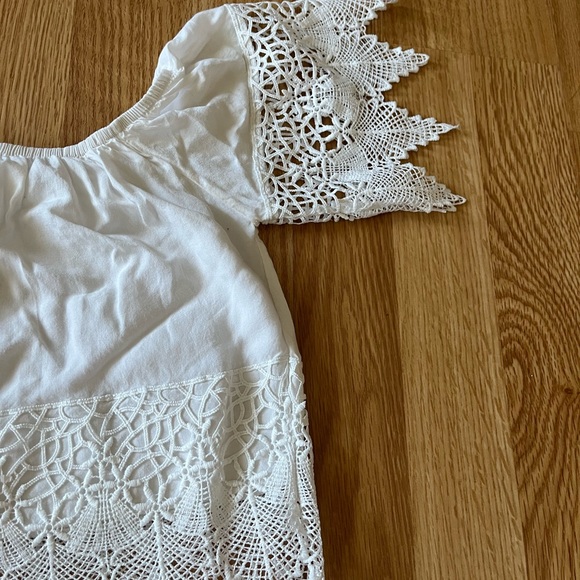 Y2K White Off the shoulder peasant top - Picture 3 of 4